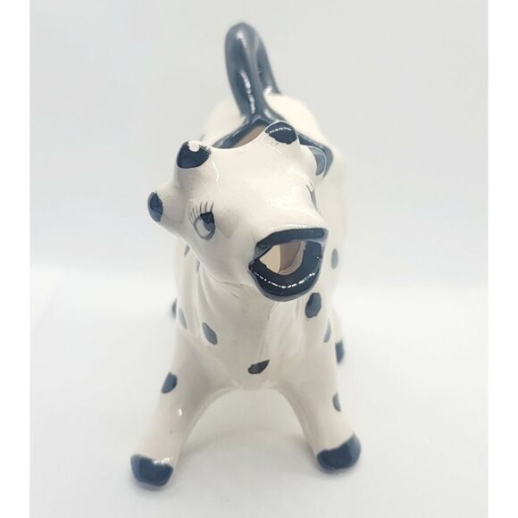Vintage White With Black Spots Cow Creamer Hand Painted By Isabelle - Picture 2 of 6